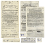 Two January 1959 Contracts Signed by Moe Howard -- Contracts for Three Stooges Performances -- Documents Measure 8.5 x 14 & 8.5 x 17, Very Good